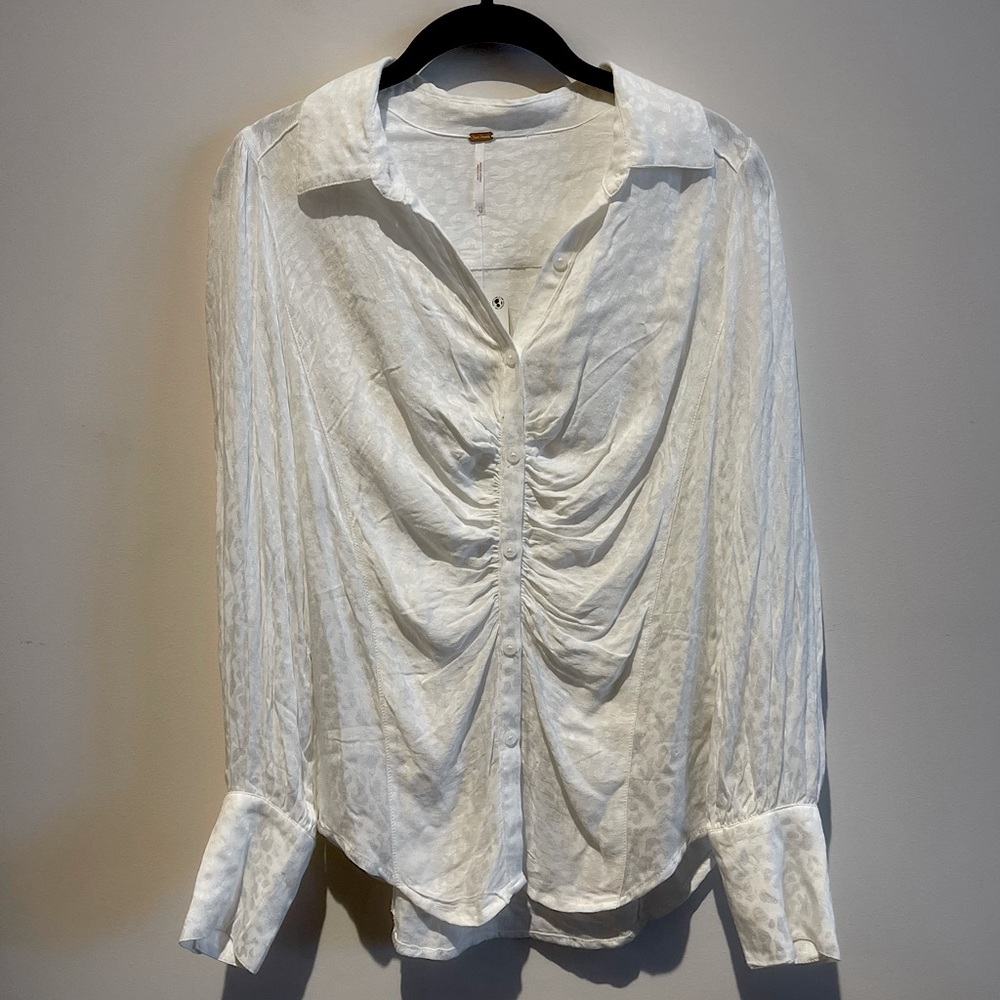NWT Free People White Long-Sleeve Button Down